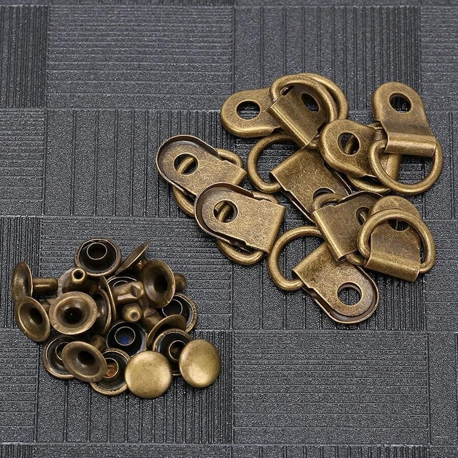 Schoenveterhaken D-ring Laarskanthaken Messing 9x14mm Schoenen Kant Veiligheidsgesp Haaklus Met Klinknagels Reparatie Wandelschoenen Leren Laarsschoenen Set van