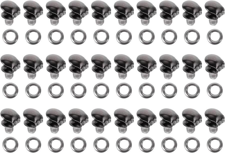 Schoenveterhaken Set Gespen Ringen Laarzen Repareren Eenvoudige Installatie 30 Stuks Donkergrijs