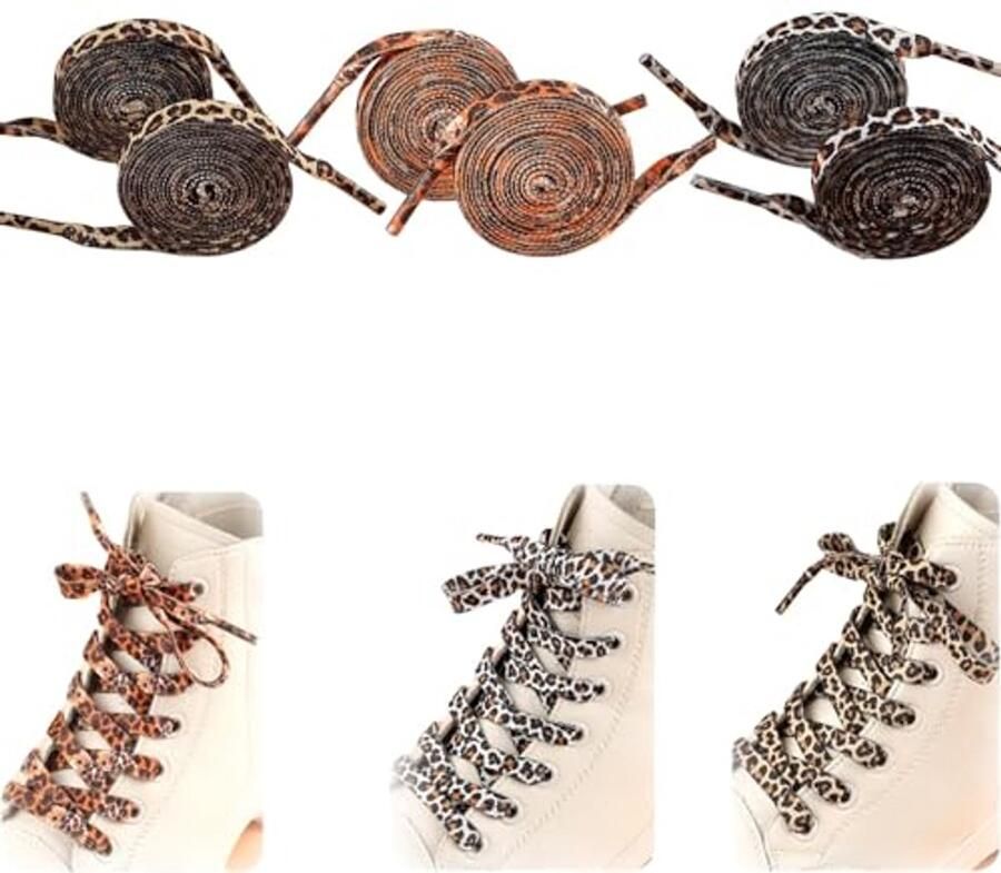 Schoenveters Luipaard veters Outfit verfraaien 3 Paar set Luipaardpatroon