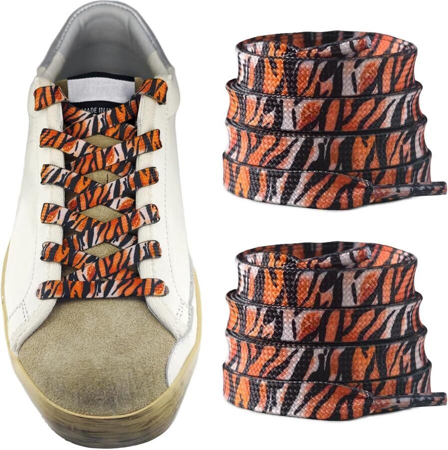 Schoenveters Luipaardprint Dierenprint Veters Sneakers Opfrissen Getextureerd Plat Weefsel 8mm Breed Geleidelijk