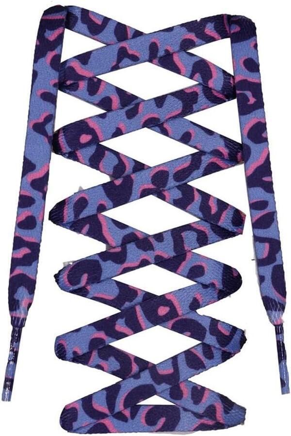 Schoenveters Luipaardprint Platte Brede Veters Schoen Decoratie Stijlvolle Look 8mm x Paars