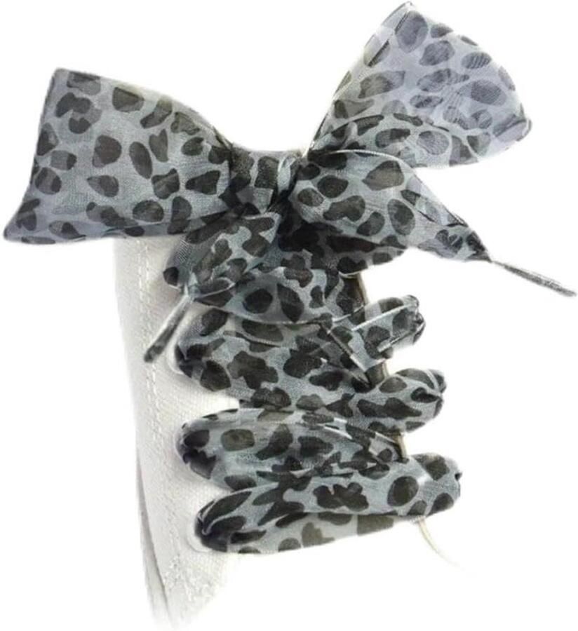 Schoenveters Platte linten Schoenen personaliseren Luipaardprint design 1 paar Bruin