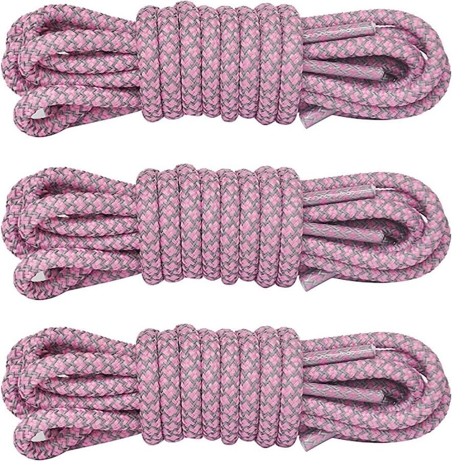 Schoenveters Ronde Veters Sportieve Looks Reflecterend Materiaal 3 Paar Roze