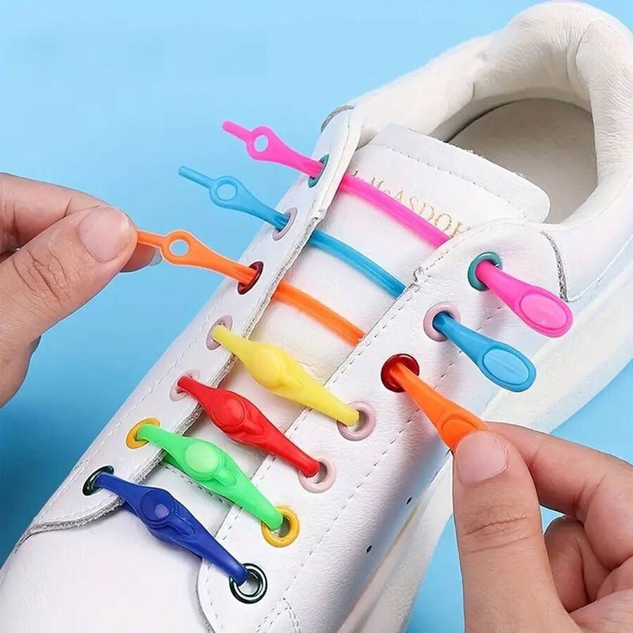Schoenveters 2 zakjes roze elastische silicone schoen als instapper te gebruiken