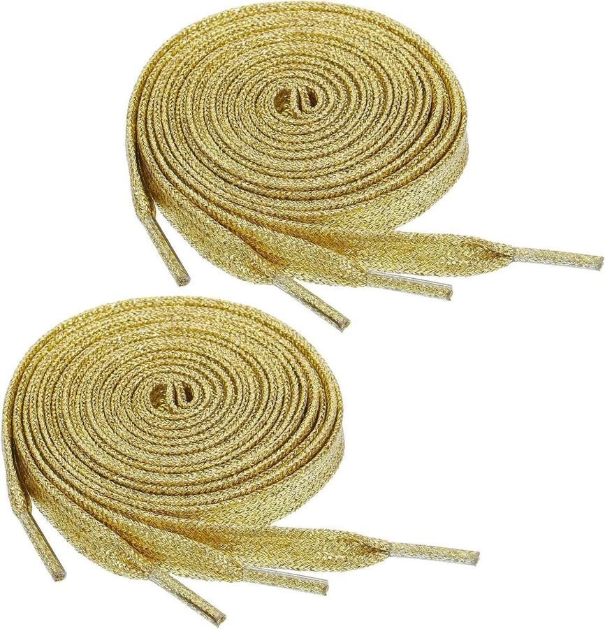 Schoenveters Set Veters met Glans Schoenen Opfrissen Twee Paar Inclusief Lengte Goudkleurig