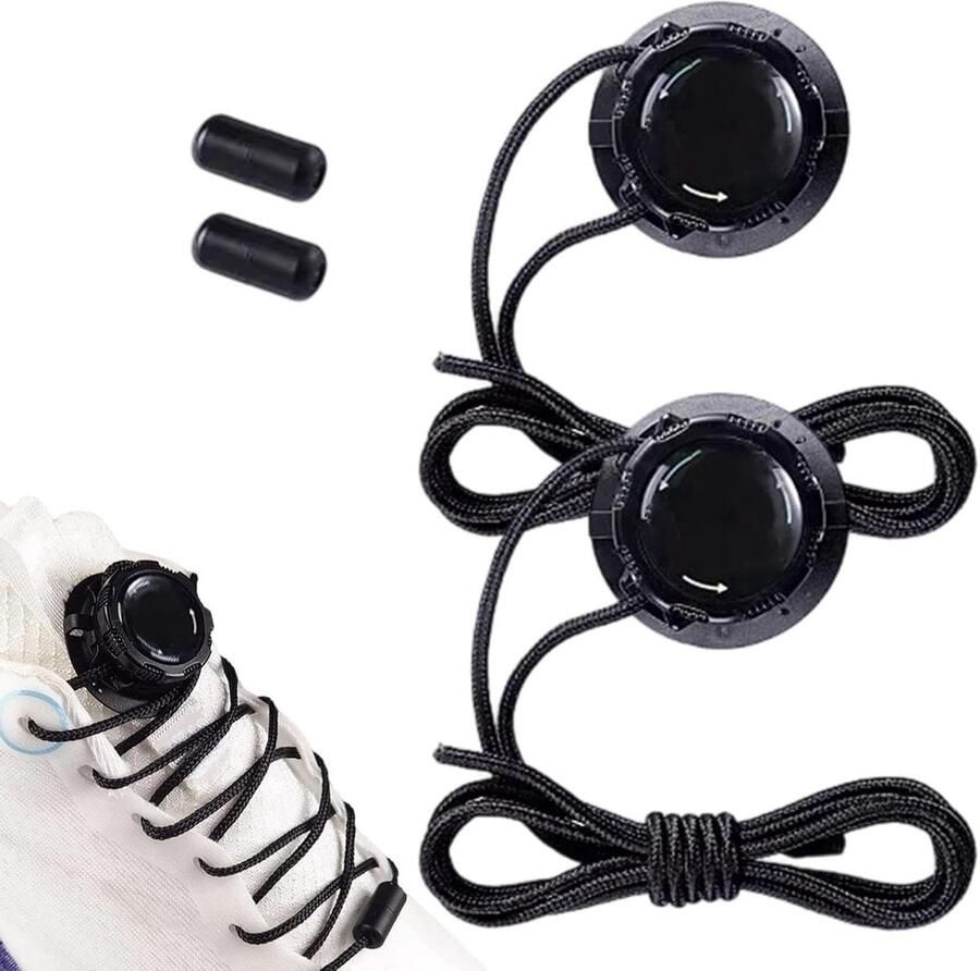 Schoenveters Zonder Strikken Draaibare Gespen Snel Schoenen Sluiten Elastisch Knopmechanisme Diameter Zwart