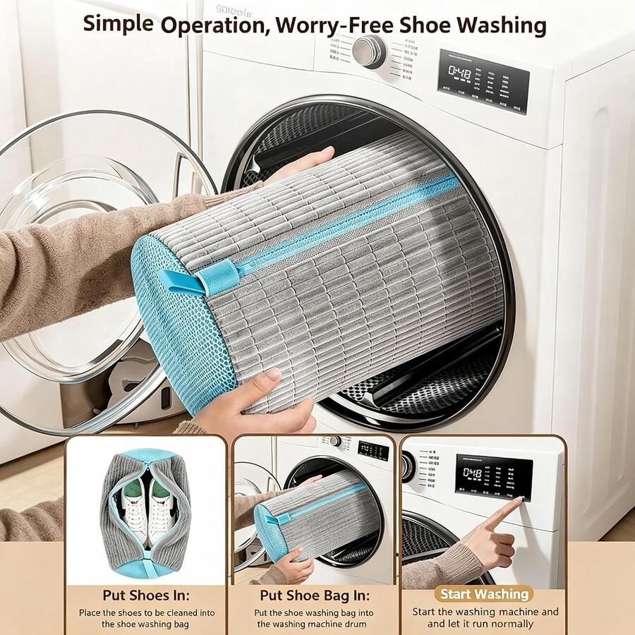 Schoenwasmachine tas voor effectieve reiniging van sportschoenen wandelschoenen en leren schoenen grijs