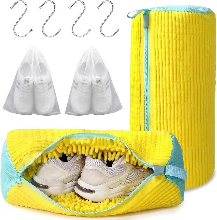 Schoenwaszak voor wasmachine 2-delige set herbruikbare sneaker waszak met haak en verhoogde wrijving voor optimale reiniging