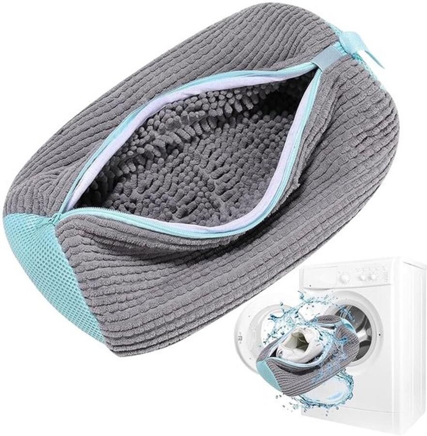 Schoenwaszak waszak voor schoenen waszak met ritssluiting herbruikbaar wasnet schoenen voor sneakers canvas tennisschoenen hardloopschoenen 39 x grijsblauw grijs thuis