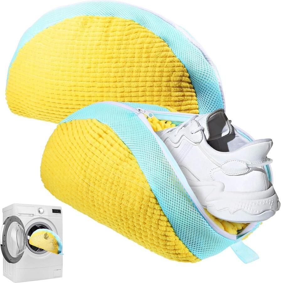 Schoenwaszakken voor de wasmachine 2 stuks ideaal voor sneakers en sportschoenen geel