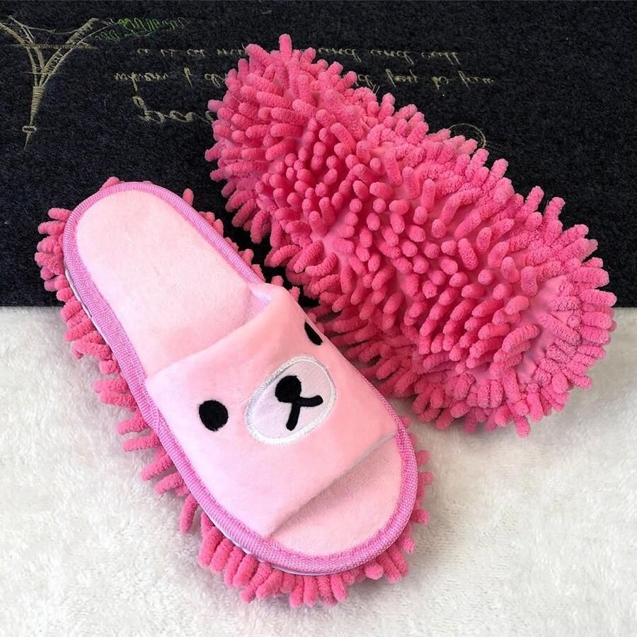 Schoonmaak slippers met microvezel zool voor vloeren ramen en badkamers Roze