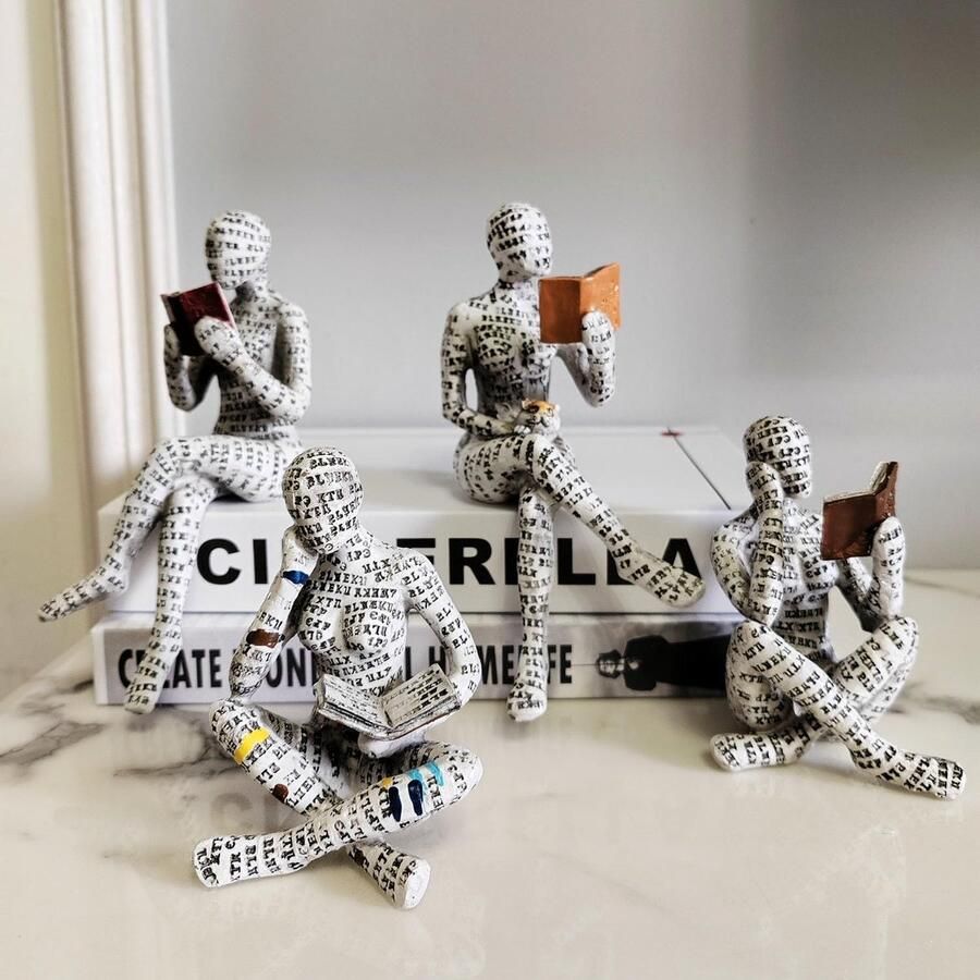 Sculptuur plankdecoratie decoratieve figuren boekenwormsculptuur decoratieve figuren woonkamer randkruk figuren moderne abstracte kunstsculpturen decoratie