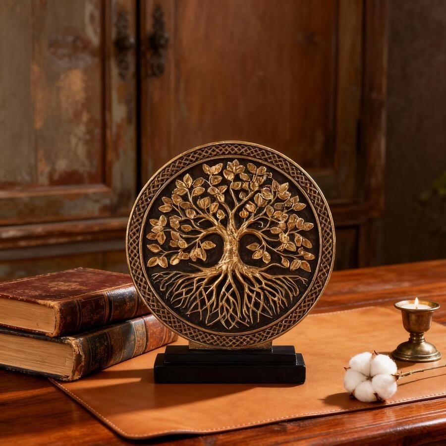 Sculptuur voor woondecoratie boven kast decor keuken boho knick knacks plank decor accent rond beeld voor Credenza boekenplank rustieke shabby chic middenstukken decoratie (zwart goud)