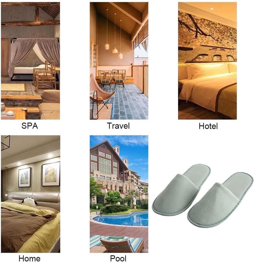 Set 10 paar Slippers voor Gasten Gastpantoffels van Vilt Antislip Wegwerp-Pantoffels Gastenschoenen Slippers van hotel spa uniseks