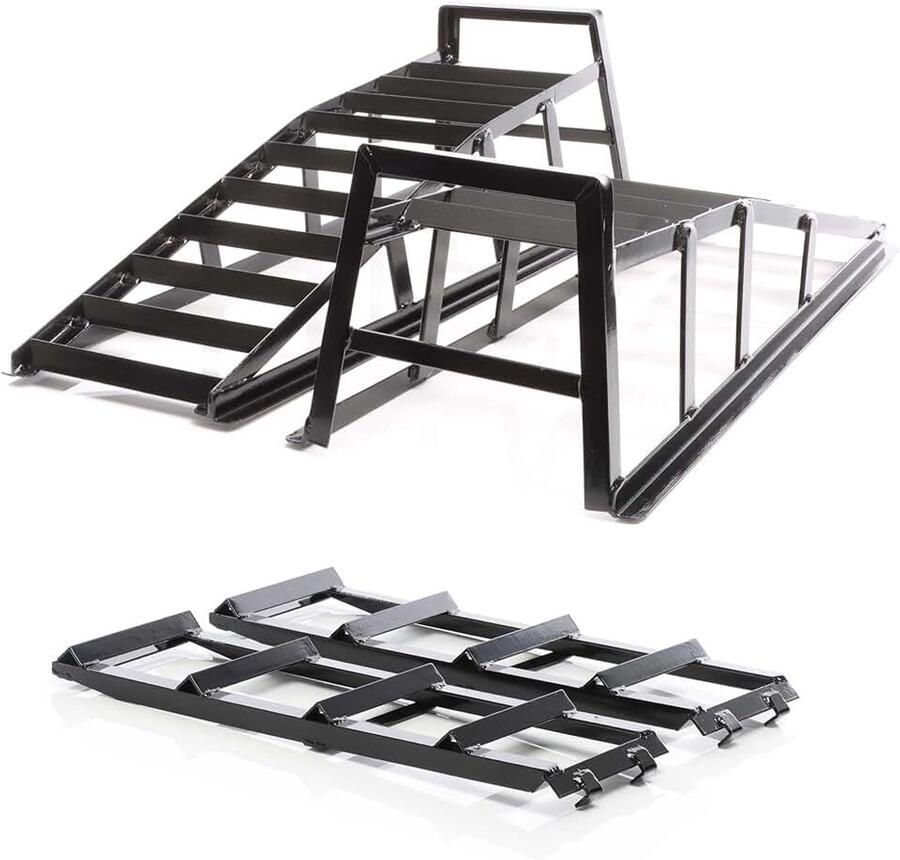 Set 2x oprijplaat tot 2 t per paar 915x350x275 mm oprijblok onderhoudsbrug van staal + verlenging 2x 400 kg 650x195 mm verlenging