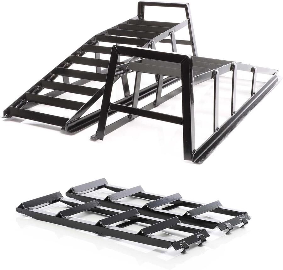 Set 2x oprijplaat tot 2 t per paar 915x350x275 mm oprijblok onderhoudsbrug van staal + verlenging 2x 400 kg 650x195 mm verlenging