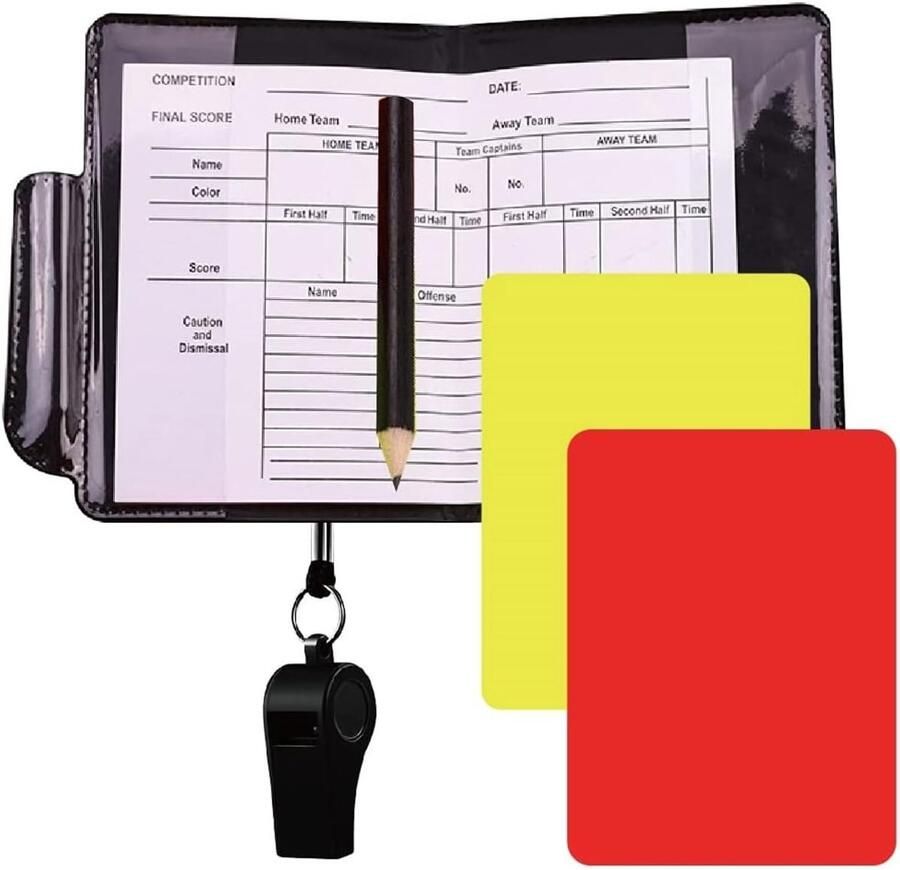 Set Kaarten fluitje boekje en pen Rode kaart gele kaart Scheidsrechter accessoires Sportwedstrijd fluiten Referee Jonyx