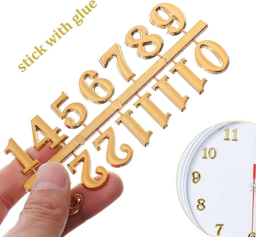 Set met Arabische en Romeinse cijfers in zwart zilver goud DIY digitale horloges nummers voor het ontwerpen van vervangende reparatiehorloges accessoires (6 stuks)
