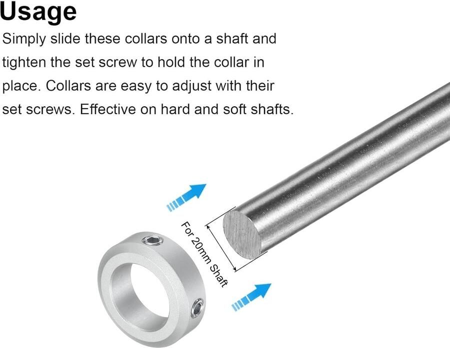 Set met gedeelde halsbanden voor boom 20 mm 4 stuks klemklemmen van 32 mm OD 10 mm dik klemkraag van aluminiumlegering met bevestigingsschroeven M6 en een sleutel