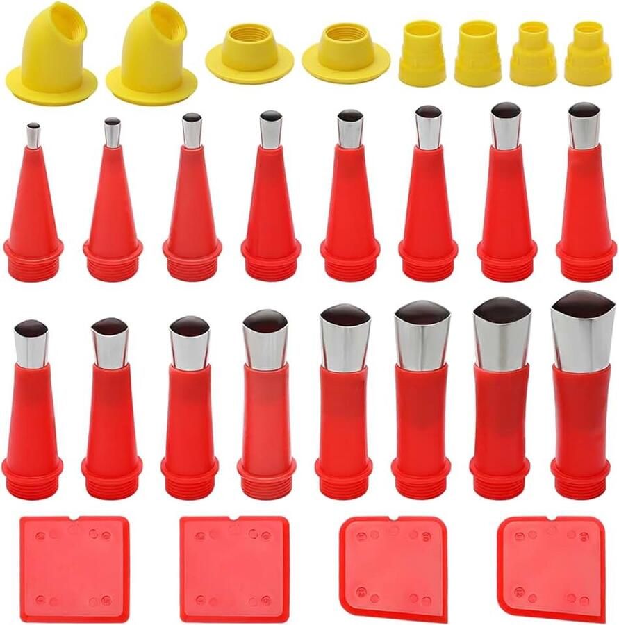 Set met mondstukken van roestvrij staal 28 stuks siliconen sproeierset universeel geïntegreerd rubberen mondstuk gereedschapsset voor keuken badkamer wastafel