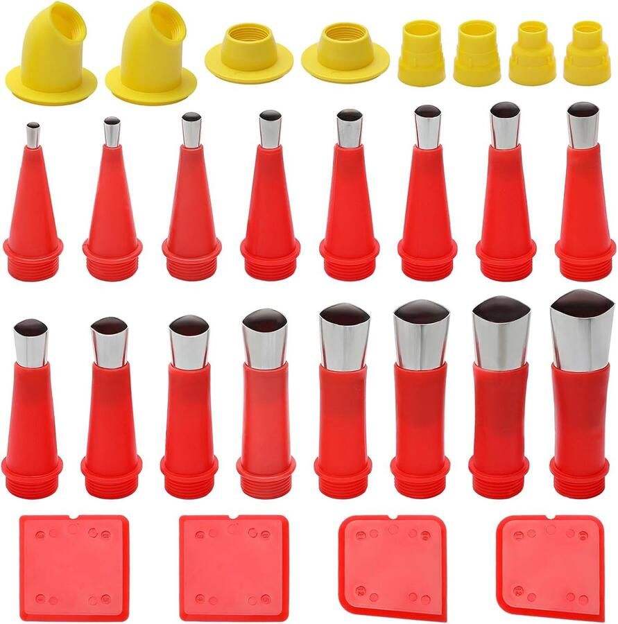 Set met mondstukken van roestvrij staal 28 stuks siliconen sproeierset universeel geïntegreerd rubberen mondstuk gereedschapsset voor keuken badkamer wastafel