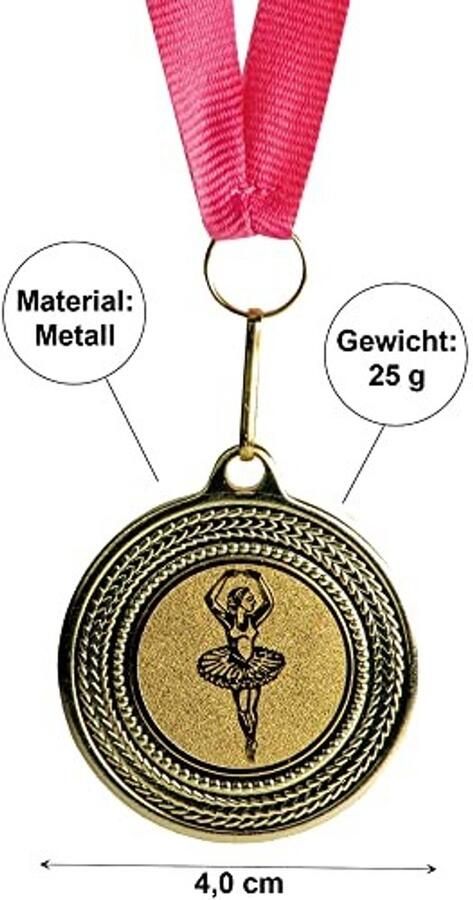 Set van 10 Ballerina Medailles Gepersonaliseerd voor Kinderfeestje Roze