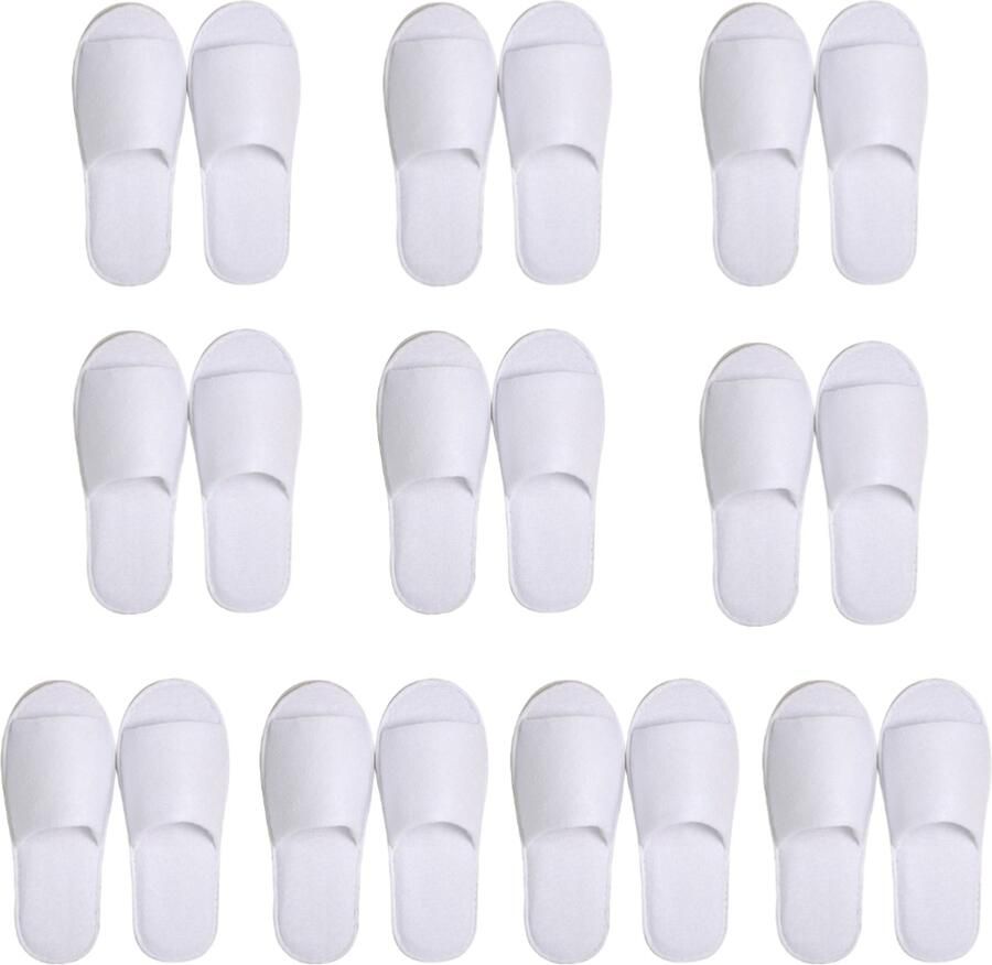 Set van 10 paar Slippers Hotelslippers Wegwerpslippers Unisex- ?? Zacht Antislip Geschikt voor spa's feestjes reizen schoonheidsbehandelingen Wit
