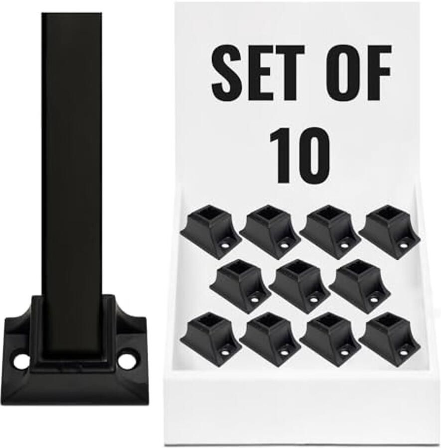 Set van 10 Platte Schoenen voor Balusters Ideaal voor 1 2 Vierkante IJzeren Balusters Satijn Zwart