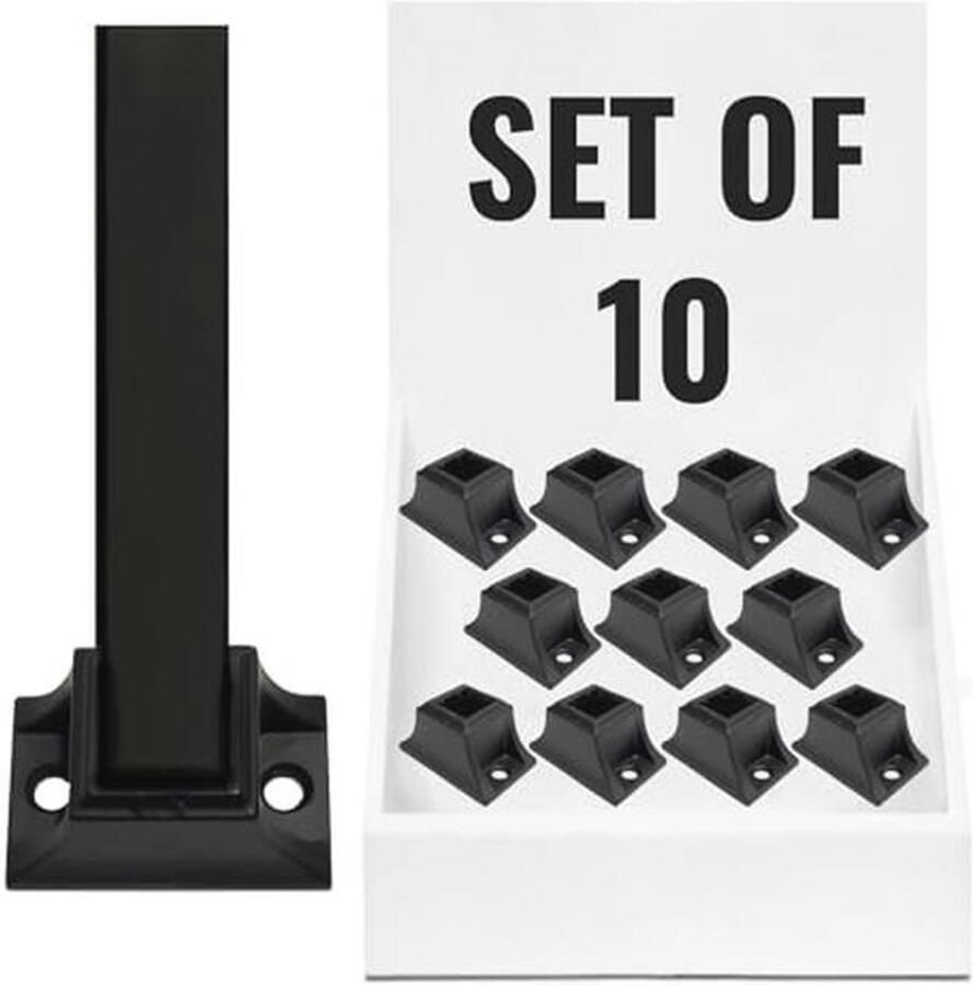 Set van 10 Platte Schoenen voor Balusters Ideaal voor 1 2 Vierkante IJzeren Balusters Satijn Zwart