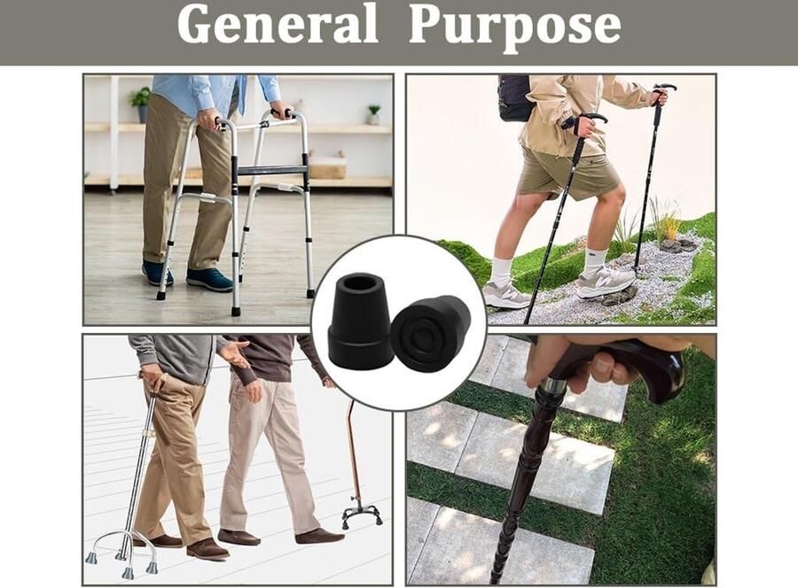 Set van 10 Rubberen Caps voor Wandelschoenen Vervangende Caps voor Trekkingstokken Klimgereedschap en Outdoor Activiteiten (Zwart)