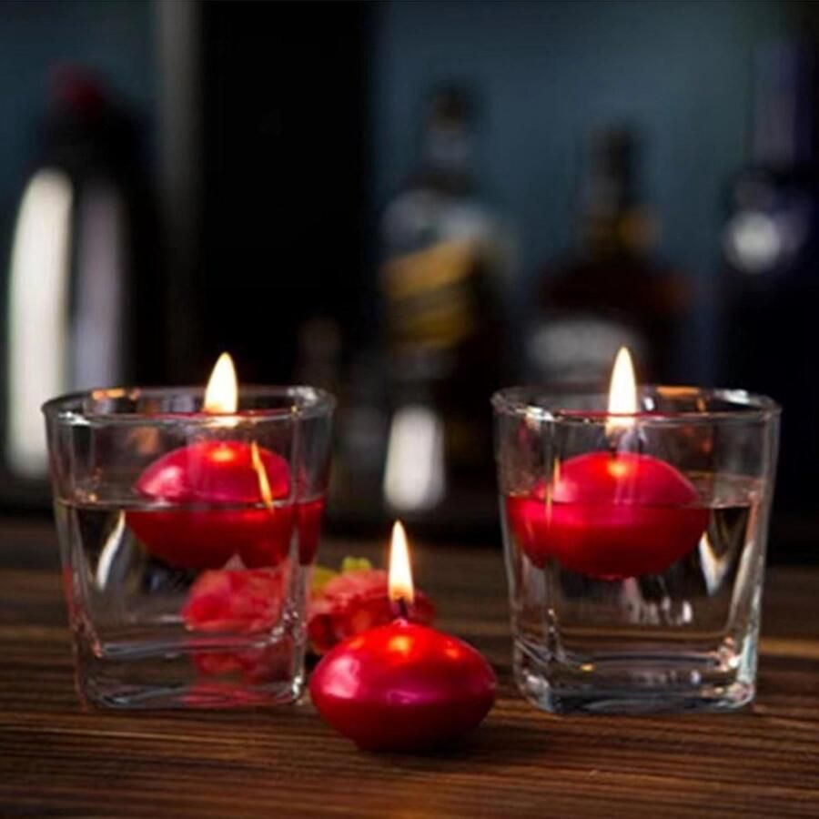 Set van 12 drijvende kaarsen rood geurloos 4 6 x decoratieve kaarsen brandduur 4 uur