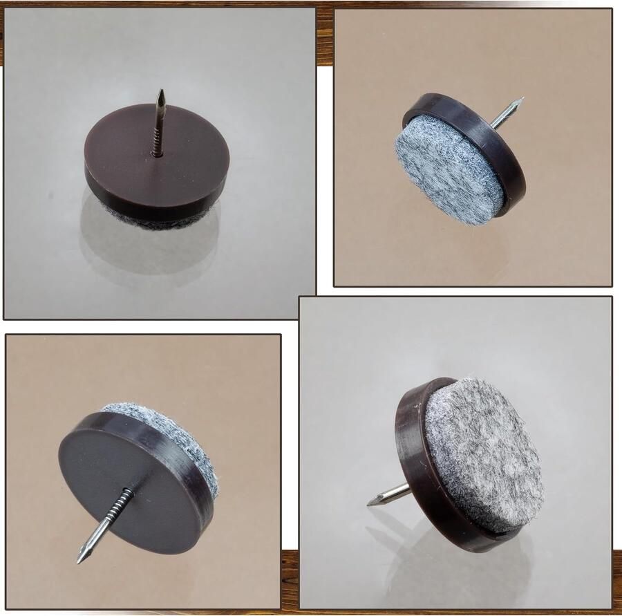 Set van 12 meubelglijders Ø24 mm van vilt om te nagelen voor stoelpoten tafels ladekasten planken krukken boekenkasten