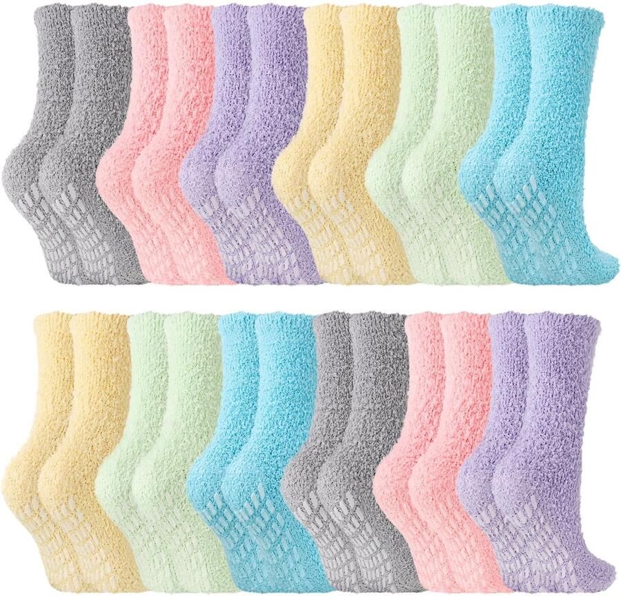 Set van 12 paar damesslippers en -sokken antislipsokken warme fleece antislipsokken zachte koraalfleece pluizige sokken één maat voor iedereen