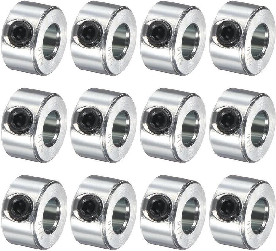 Set van 12 spanringen 3 16 inch boring van verzinkt koolstofstaal asringen 12 mm buitendiameter 1 4 inch breed axiale boringsring (holle uitvoering lichtgewicht constructie)