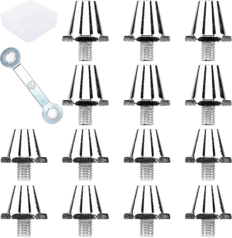 Set van 14 Aluminium Schroefstuds voor Vervanging van Voetbalschoenen 11mm 13mm met Sleutel en Vervangcaps voor Mannen