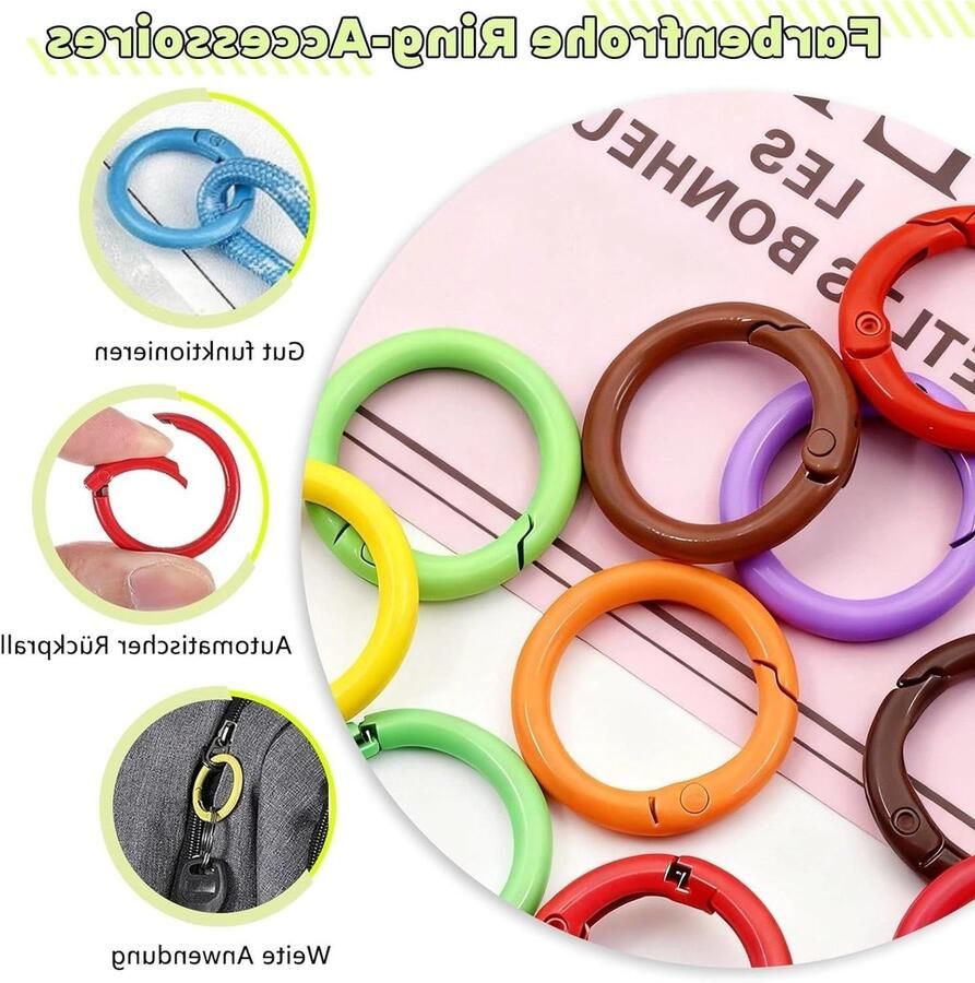 Set van 14 Ronde Karabijnhaken Mini Karabiners met Veer Ideaal voor Kamperen Wandelen en Outdoor Activiteiten