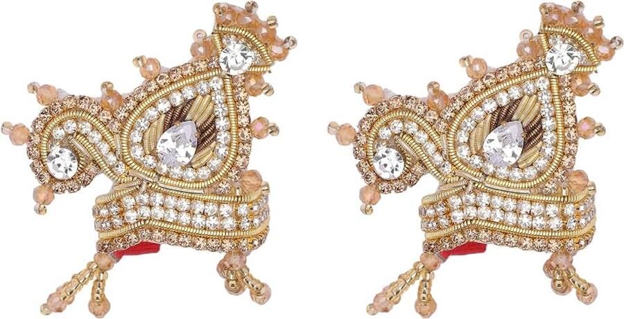 Set van 2 designer Ladoo Goddess Sringar Set van 2 voor Laddu Gopal Devi Maa Radha Krishna Ganesha Indiase traditionele God Goddess Sringar Set Deities Sieraden voor God Idol Standbeeld Janmashtami