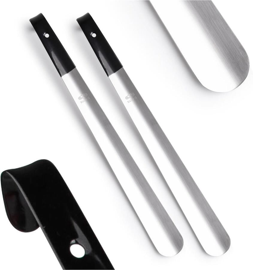 Set van 2 Duurzame Schoenlepels Roestvrij Staal en Aluminium voor Gemakkelijk Schoenaantrekken