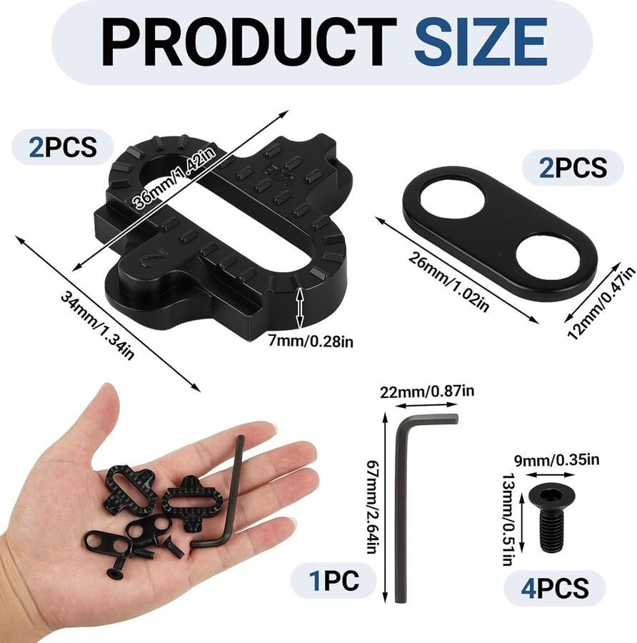 Set van 2 Fietsschoenen met Antislip Platen Geschikt voor MTB Pedalen en Vervangende Cleats voor Kliksysteem en Indoor Fietsen