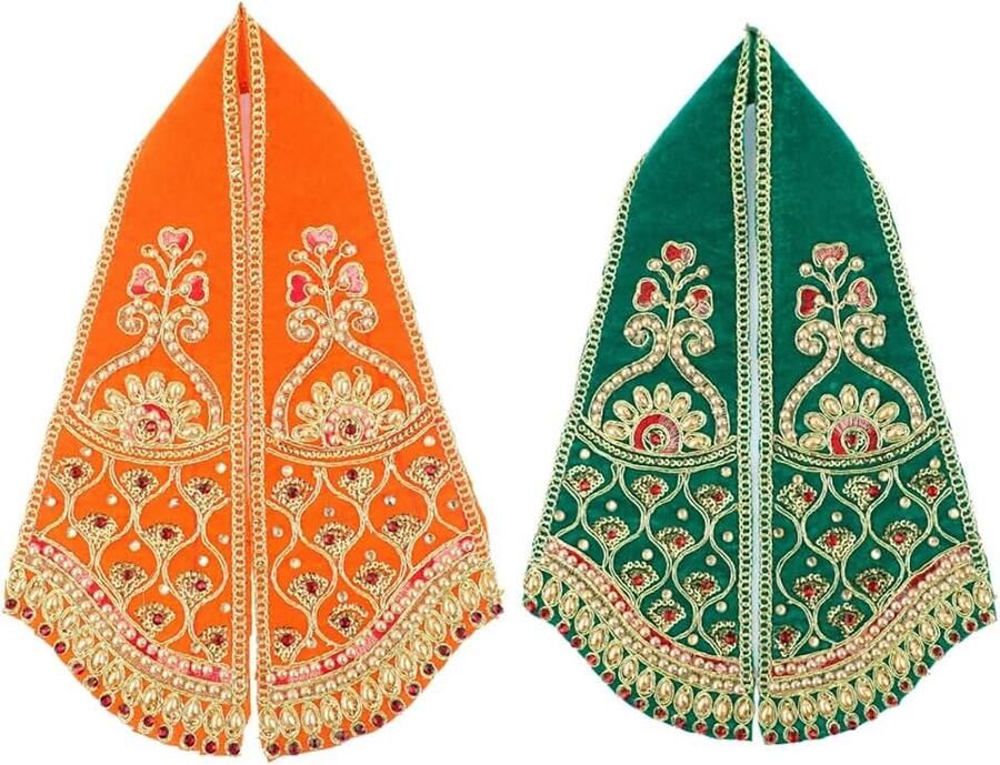 Set van 2 Ganesha Dupatta Velvet Puja Cloth Chunari (afmetingen: x Pooja Chunar Puja Articles voor Indiase Traditionele Ganesh Chaturthi Festival voor Idol Standbeeld Frame Temple (Rood
