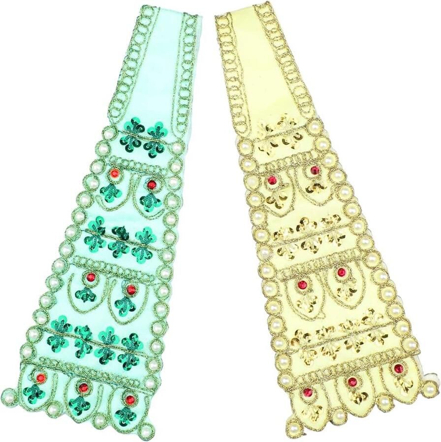 Set van 2 Ganesha Dupatta Velvet Puja Cloth Chunari Pooja Chunar Pooja Puja Articles voor Indiase Traditionele Ganesh Chaturthi Festival voor Idol Standbeeld Frame Temple (Grootte: x