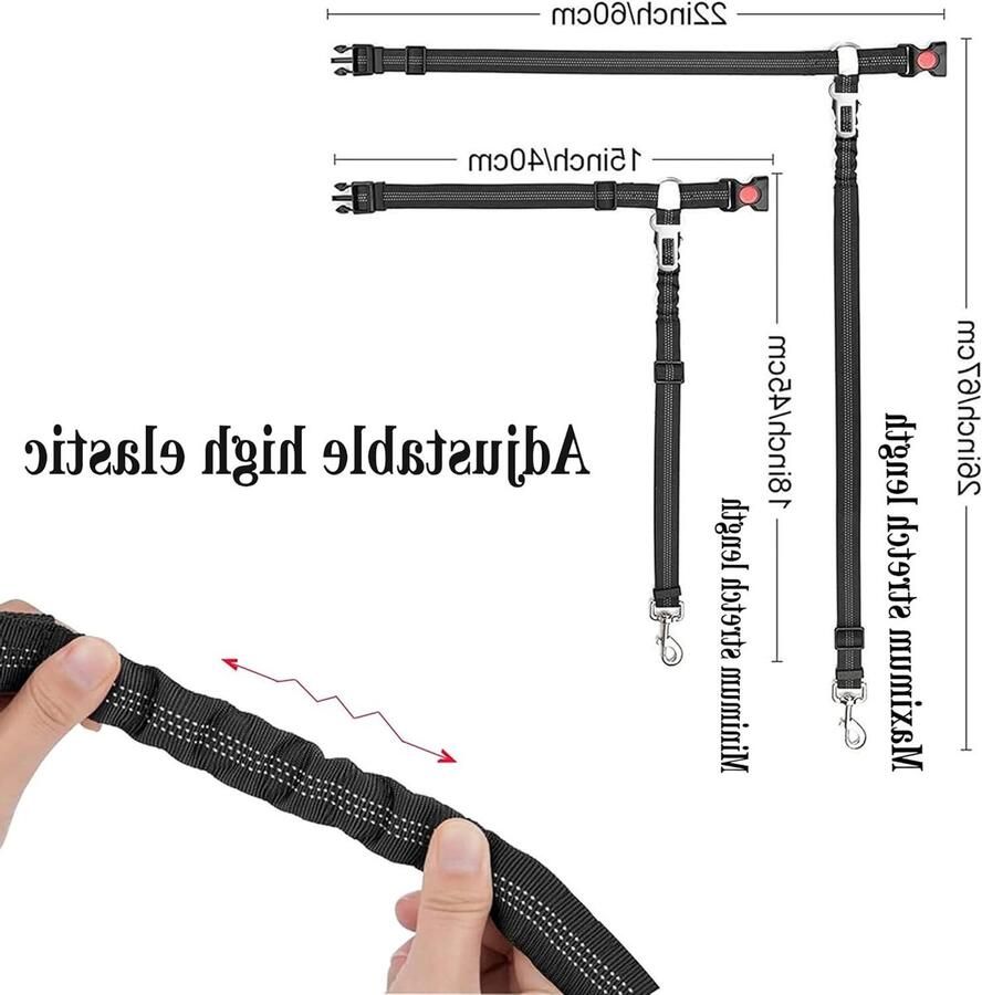 Set van 2 hondenlaarzen met elastische schokabsorptie en sterke karabiner voor veilig reizen en transport van honden en katten