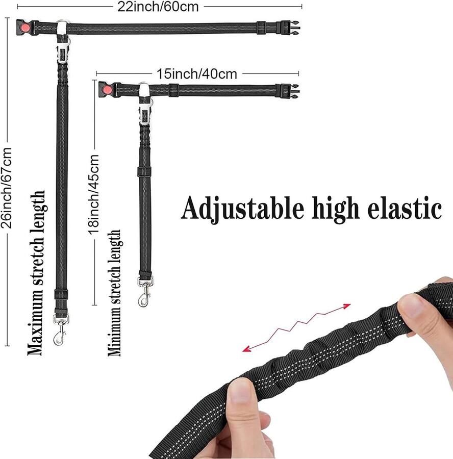Set van 2 hondenlaarzen met elastische schokabsorptie en sterke karabiner voor veilig reizen en transport van honden en katten