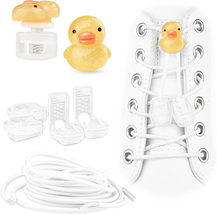 Set van 2-in-1 Elastische Schoenenveters en Decoraties voor Sneakers