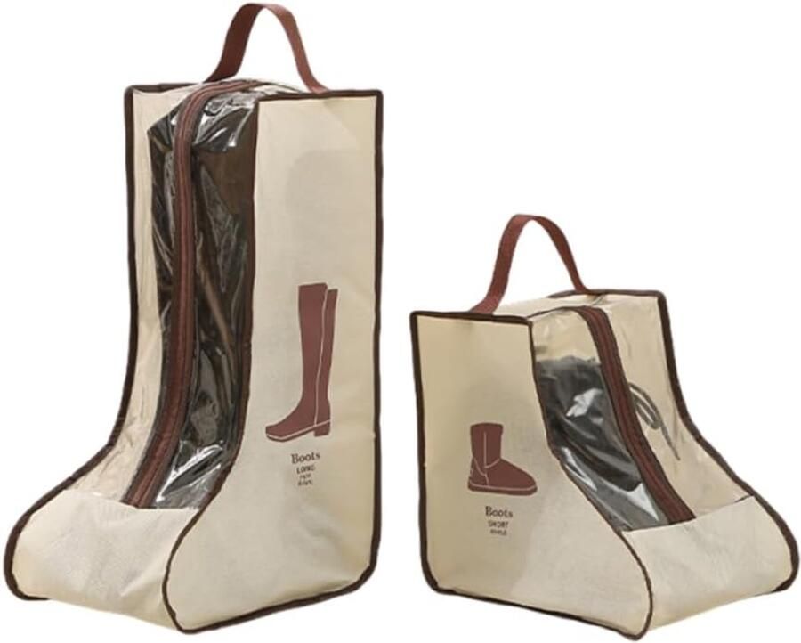 Set van 2 opbergzakken voor korte en hoge laarzen handige beschermhoezen voor schoenen reisorganizers voor laarzen en schoenen transparante stofzakken