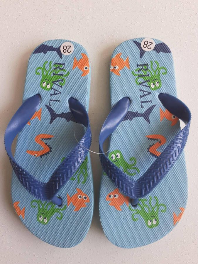 Set van 2 paar kinderslippers-jongens-lichtblauw-donkerblauw