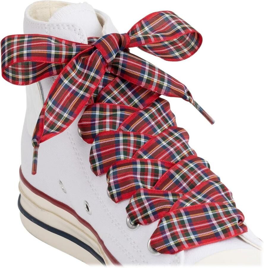 Set van 2 Paar Platte Geruite Strikken voor Sneakers en Laarzen 25mm Breed