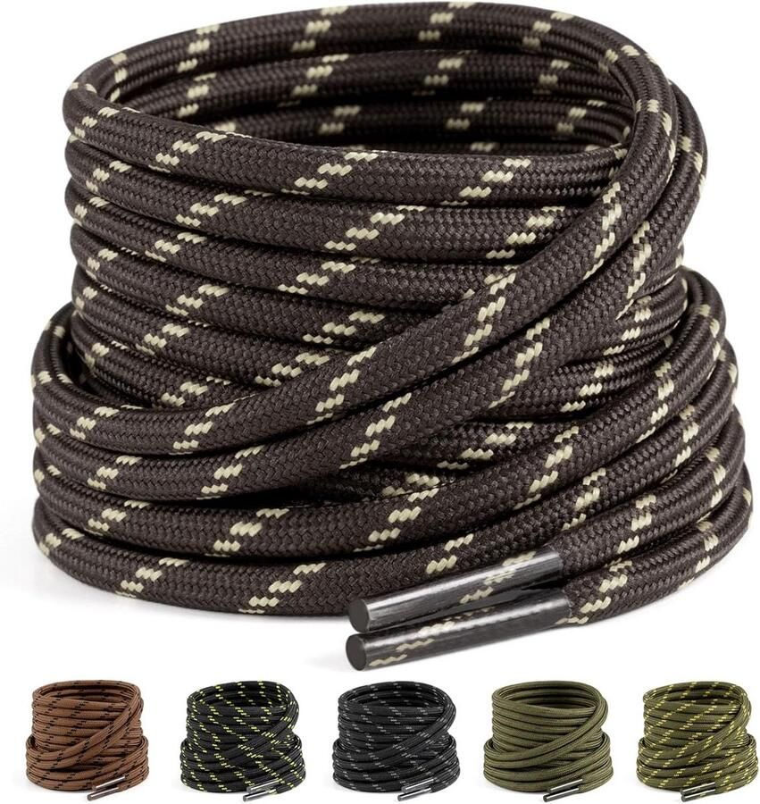 Set van 2 Paar Ronde Schoenveters 4.5mm Dik Sterk en Scheurbestendig voor Wandelschoenen en Werkschoenen