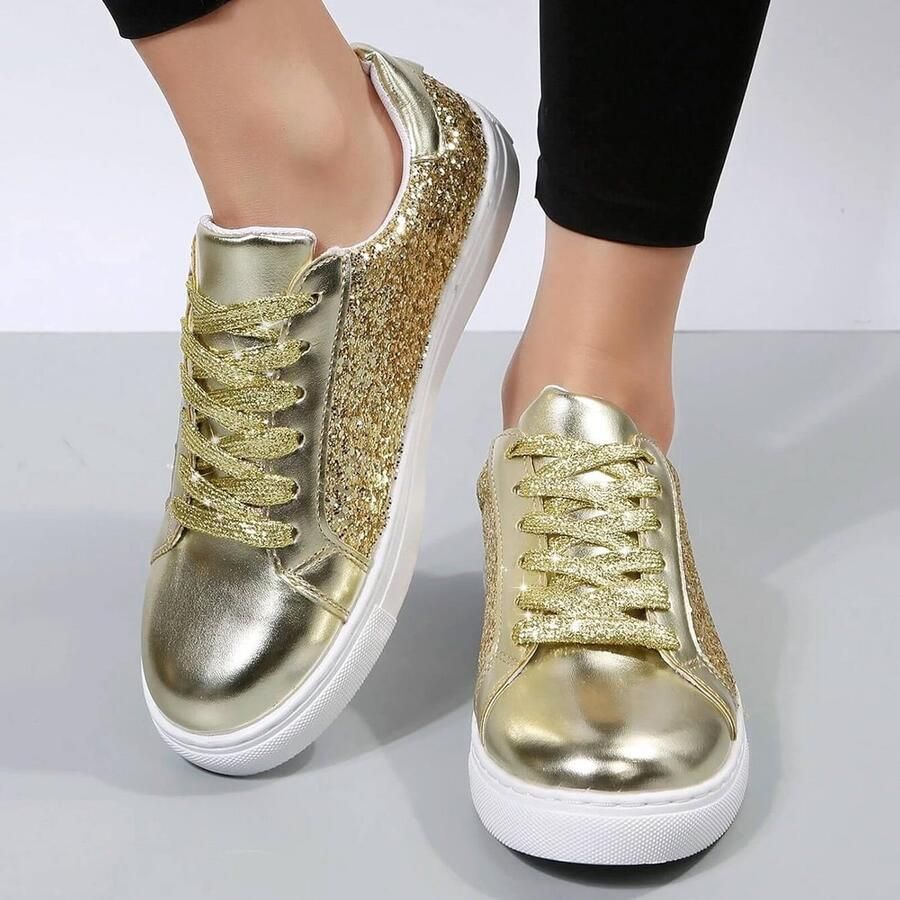 Set van 2 Platte Glitter Veters voor Sneakers en Sport schoenen