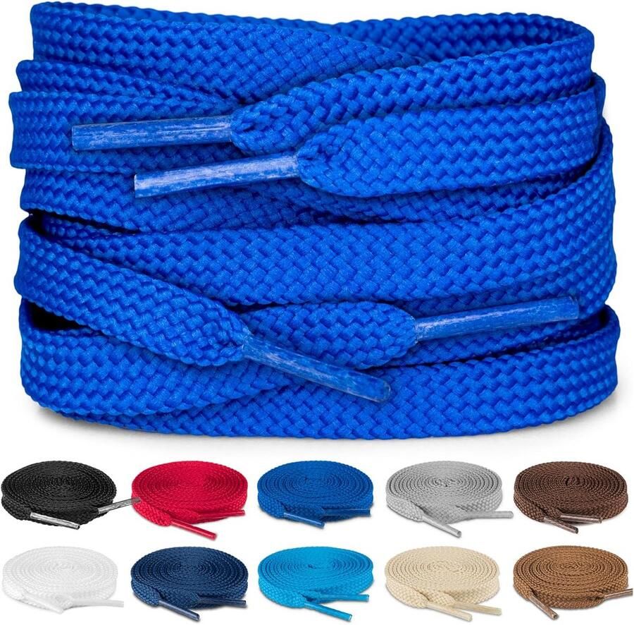 Set van 2 Platte Schoenenveters 8mm Breed voor Sneakers en Wandelschoenen